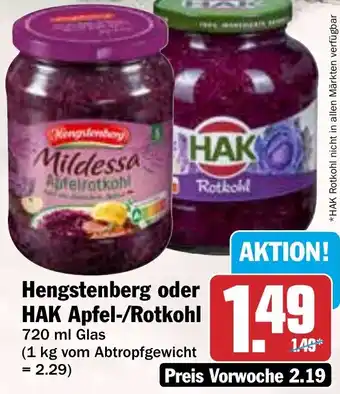 Hit Hengstenberg oder HAK Apfel-/Rotkohl Angebot