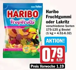 Hit Haribo Fruchtgummi Tropifrutti oder Lakritz Angebot