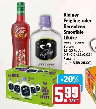 Hit Kleiner Feigling oder Berentzen Smoothie Liköre Angebot