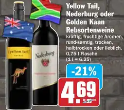 Hit Yellow Tail, Nederburg oder Golden Kaan Rebsortenweine Angebot