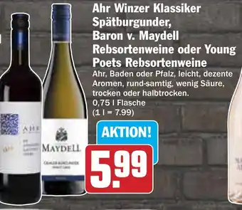 Hit Ahr Winzer Klassiker Spätburgunder, Baron v. Maydell Rebsortenweine oder Young Poets Rebsortenweine Angebot