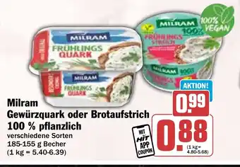 Hit Milram Gewürzquark oder Brotaufstrich 100 % pflanzlich Angebot