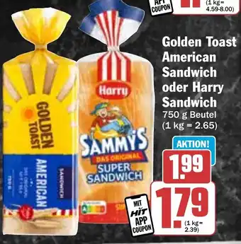 Hit Golden Toast American oder Harry Sandwich Angebot