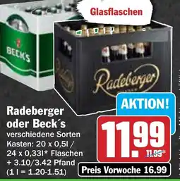 Hit Radeberger oder Beck's Angebot