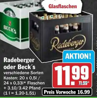 Hit Radeberger oder Beck's Angebot