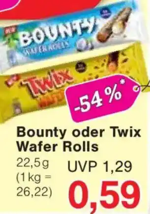 Jawoll Bounty oder Twix Wafer Rolls Angebot