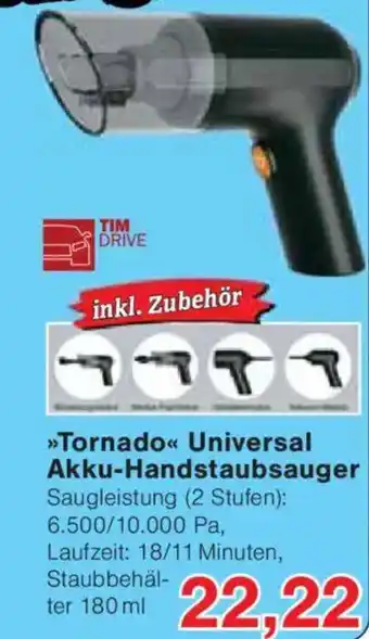 Jawoll Tornad Universal Akku-Handstaubsauger Saugleistung Angebot