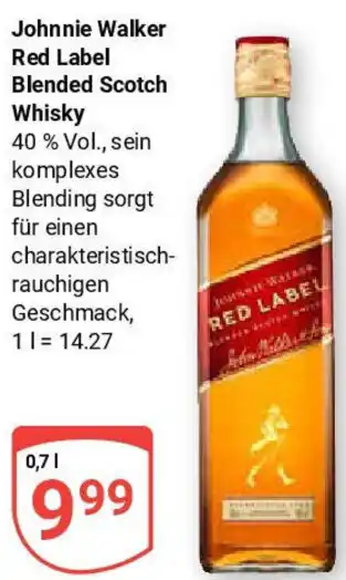 Globus Johnnie Walker Red Label Blended Scotch Whisky Angebot