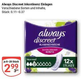 Globus Always Discreet Inkontinenz Einlagen Angebot