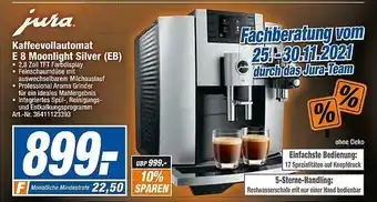 expert Techno Land Jura Kaffeevollautomat E8 Moonlight Silver (eb) Angebot