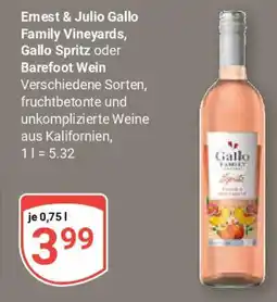 Globus Ernest & Julio Gallo Family Vineyards, Gallo Spritz oder Barefoot Wein Angebot