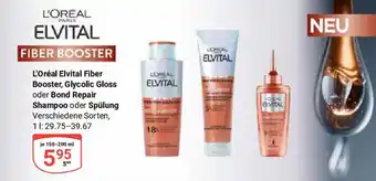 Globus L'Oréal Elvital Fiber Booster, Glycolic Gloss oder Bond Repair Shampoo oder Spülung Angebot