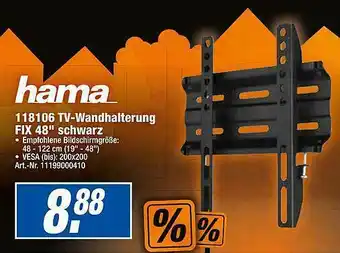 expert Techno Land Hama 118106 Tv-wandhalterung Fix 48 Angebot