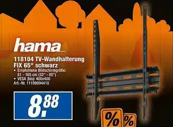 expert Techno Land Hama 118104 Tv-wandhalterung Fix 65 Angebot