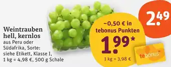 tegut Weintrauben hell, kernlos Angebot