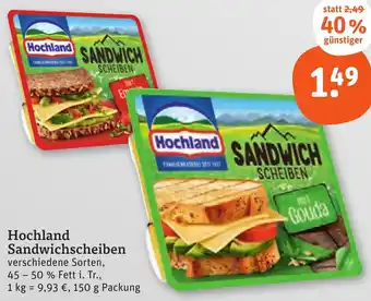 tegut Hochland Sandwichscheiben Angebot