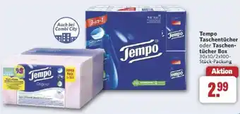 Combi Tempo Taschentücher oder Taschentücher Box Angebot