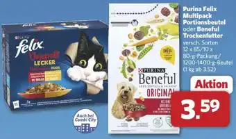 Combi Purina Felix Multipack Portionsbeutel oder Beneful Trockenfutter Angebot