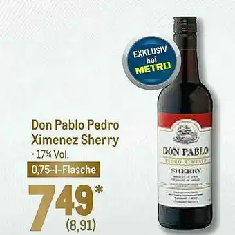 METRO Don Pablo Pedro Ximenez Sherry Angebot