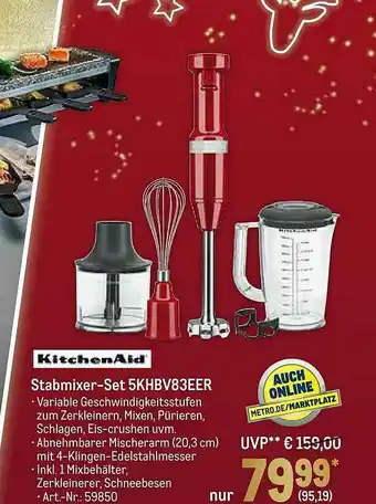 METRO Kitchenaid Stabmixer-set 5KHBV83EER Angebot