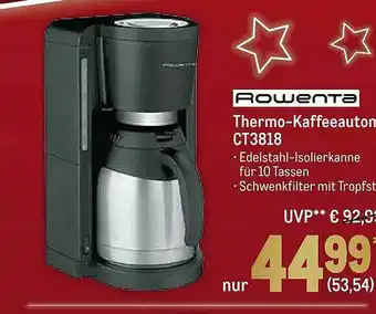 METRO Rowenta Thermo-kaffeeautomat Ct3818 Angebot