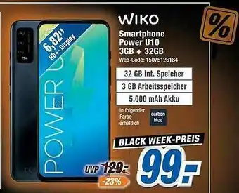 Expert Wiko Smartphone Power U10 3gb + 32gb Angebot