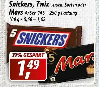 Simmel Snickers, Twix Oder Mars Angebot