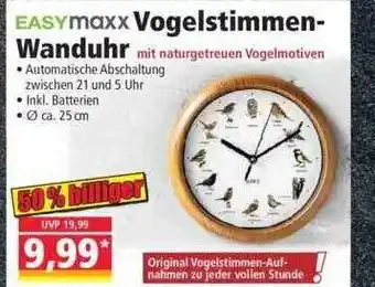 Norma Easymaxx Vogelstimmen Wanduhr Angebot