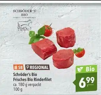 CITTI Markt Schröder's Bio Frisches Bio Rinderfilet Angebot