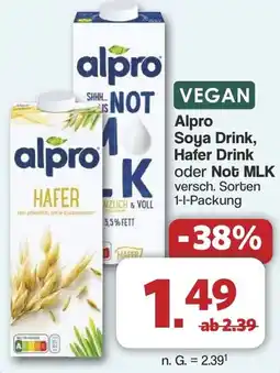 Famila Nord West Alpro Soya Drink, Hafer Drink oder Not MLK Angebot