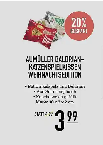 Kölle Zoo Aumüller Baldriankatzenspielkissen Weihnachtsedition Angebot