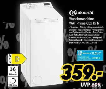 MEDIMAX Bauknecht Waschmaschine Wat Prime 652 Di N Angebot