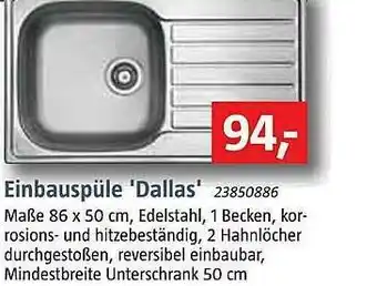 Bauhaus Einbauspüle Dallas Angebot