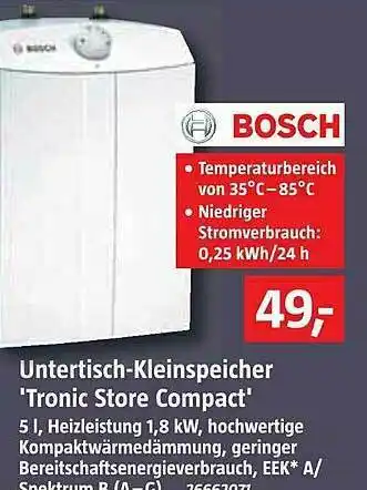 Bauhaus Bosch Untertisch-kleinspeicher „tronic Store Compact“ Angebot