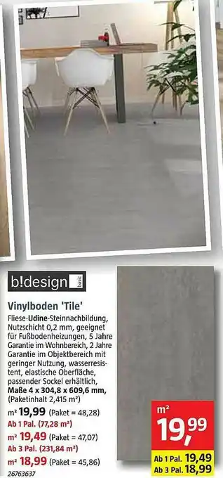 Bauhaus B!design Vinylboden Tile Angebot