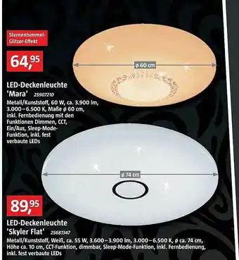 Bauhaus Led-deckenleuchte „mara“ Oder „skyler Flat“ Angebot