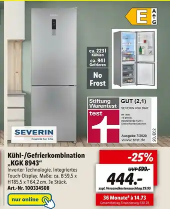 Lidl Severin kühl-/gefrierkombination „kgk 8943“ Angebot