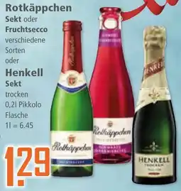 Klaas und Kock Rotkäppchen Sekt oder Fruchtsecco oder Henkell Sekt Angebot