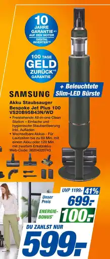 Expert Samsung akku staubsauger bespoke jet plus 100 vs20b95b43n/wd Angebot