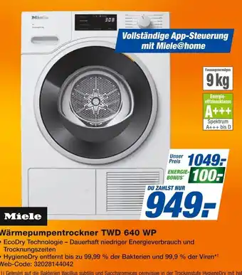 Expert Miele wärmepumpentrockner twd 640 wp Angebot