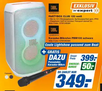 Expert Jbl partybox club 120 weiß karaoke-mikrofon pbm100 schwarz Angebot