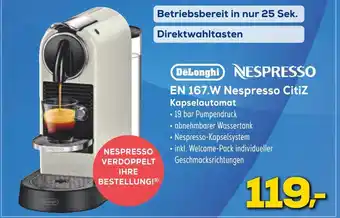 Euronics Delonghi en 167.w nespresso citiz kapselautomat Angebot