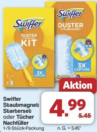 Famila Nord West Swiffer Staubmagnet Starterset oder Tücher Nachfüller Angebot