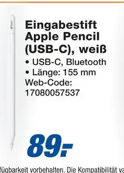 Expert Apple eingabestift apple pencil (usb-c), weiß Angebot