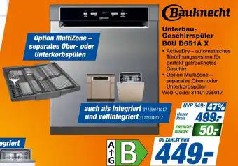 Expert Bauknecht unterbau-geschirrspüler bou d651a x Angebot