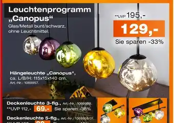 Möbel Inhofer Leuchtenprogramm „canopus“ Angebot