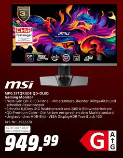 MediaMarkt Msi mpg 271qrxde qd-oled gaming monitor Angebot