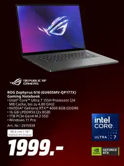 MediaMarkt Republic of gamers rog zephyrus g16 (gu605mv-qp177x) gaming notebook Angebot