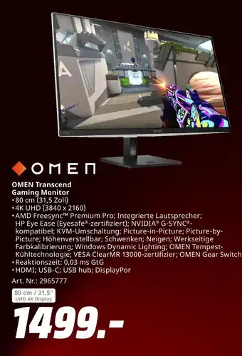 MediaMarkt Omen transcend gaming monitor Angebot