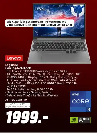 MediaMarkt Lenovo legion 5i gaming-notebook Angebot